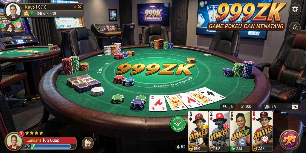 Tampilan gameplay seru dari 999ZK dalam permainan Poker.