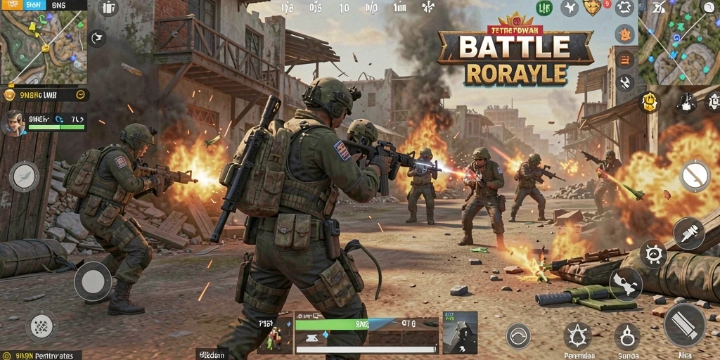 Gameplay seru di 9N9N dengan aksi Battle Royale yang mendebarkan.