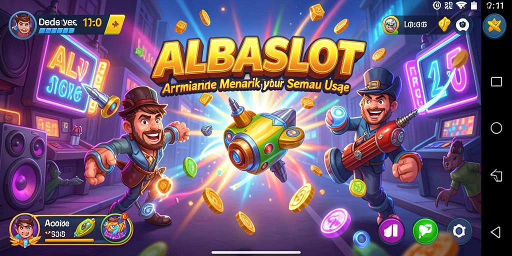 Tampilan utama gameplay seru ALBASLOT dengan efek visual menarik.