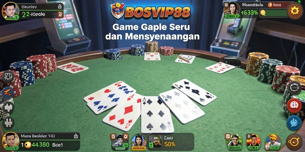 Tampilan gameplay Gaple yang menarik dan seru di BOSVIP88.