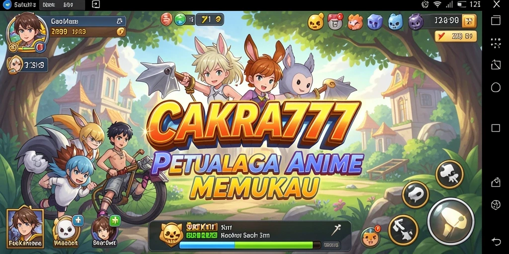 Tangkapan layar dari gameplay CAKRA777 menampilkan duel karakter anime.