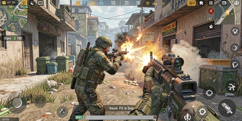 Screenshot D06 menunjukkan aksi tembak-menembak yang intens dan seru.