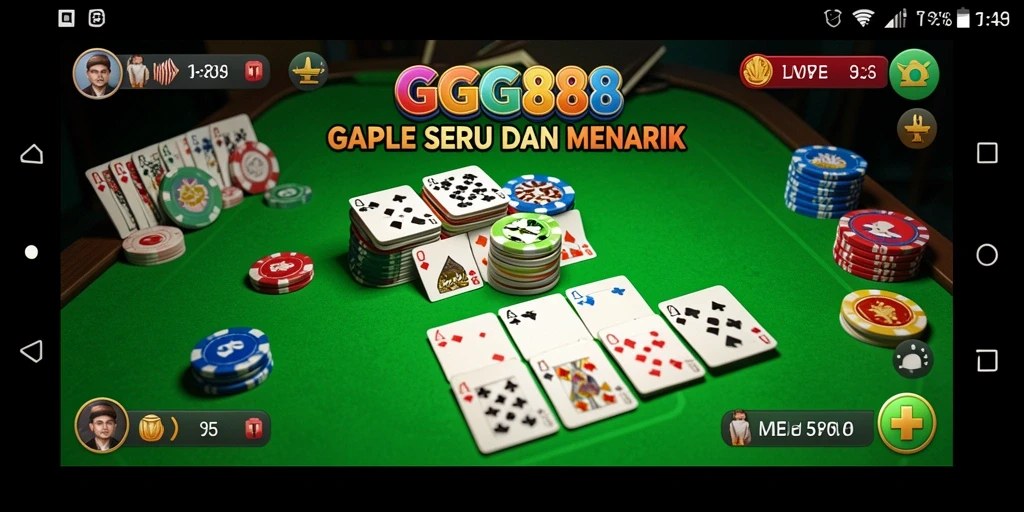 Screenshot GGG888 memperlihatkan gameplay seru permainan Gaple.