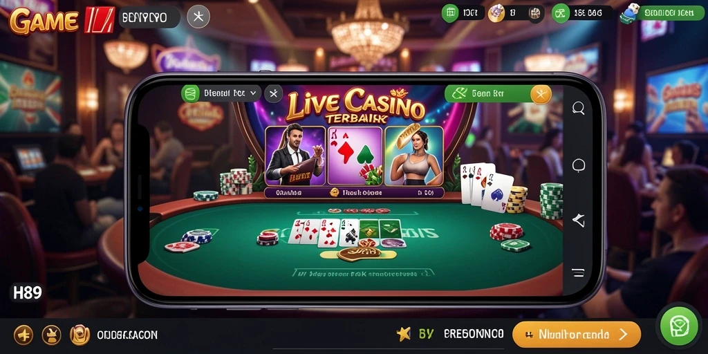 Tampilan menarik dari gameplay H89 di Live Casino dengan dealer langsung.