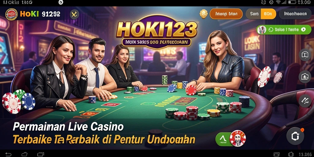 Screenshot gameplay HOKI123 menampilkan suasana Live Casino yang mengesankan.