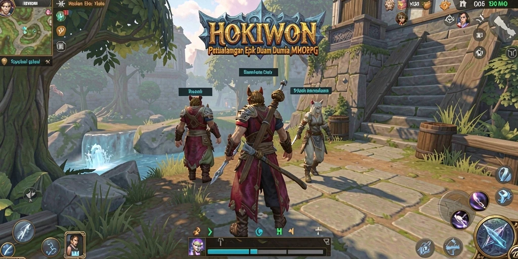 Tangkapan layar HOKIWON menampilkan aksi petualangan seru dalam dunia MMORPG.