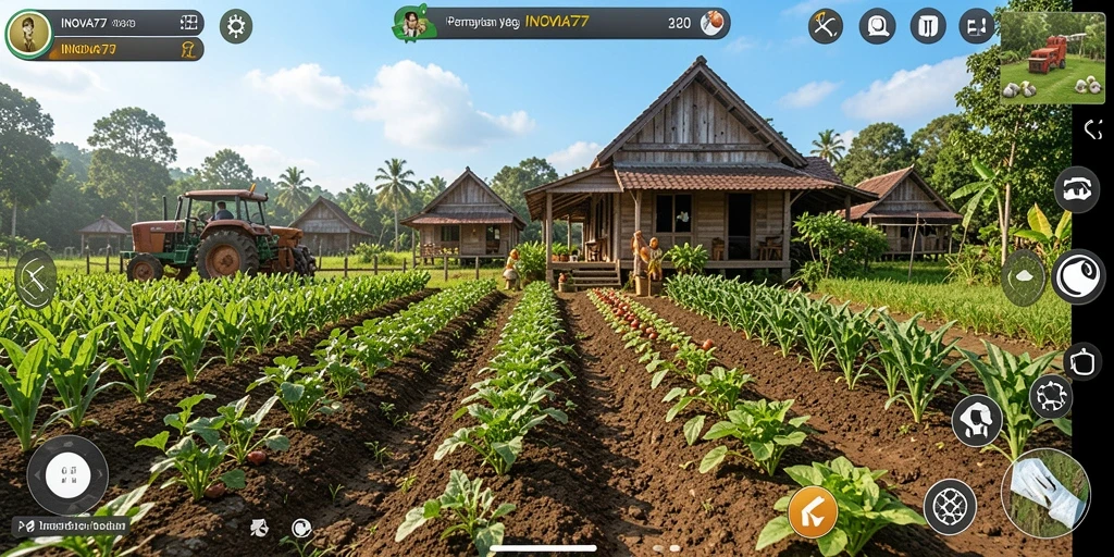 Tampilan gameplay menarik dengan lahan pertanian yang luas.