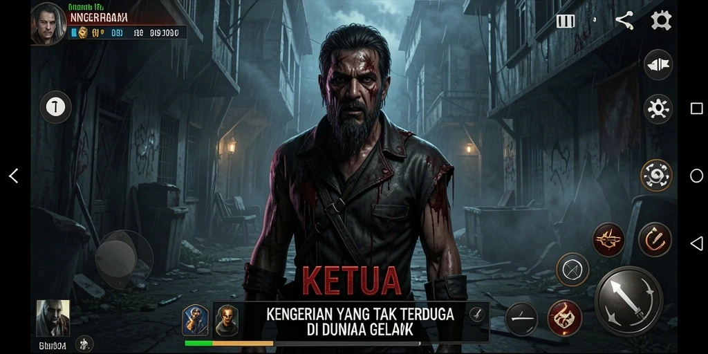 Screenshot dari gameplay KETUA yang menampilkan suasana Horror yang menegangkan.
