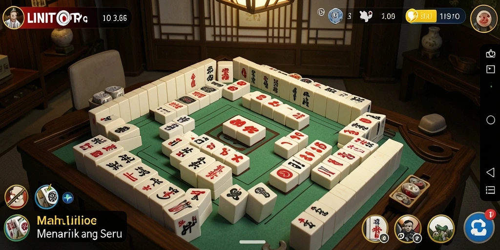 Screenshot dari gameplay menarik LINITOTO dengan tantangan Mahjong.