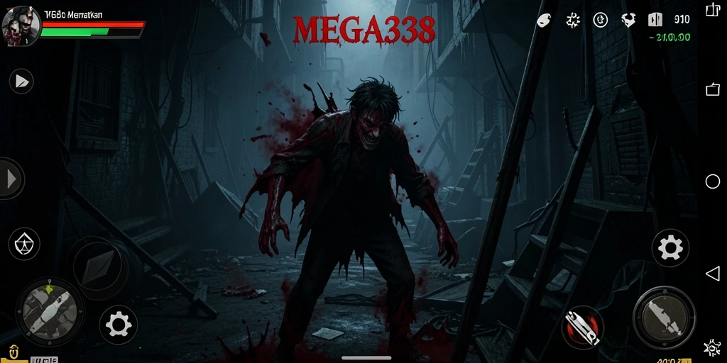Tangkapan layar dari gameplay MEGA338 menciptakan suasana Horror yang mendebarkan.