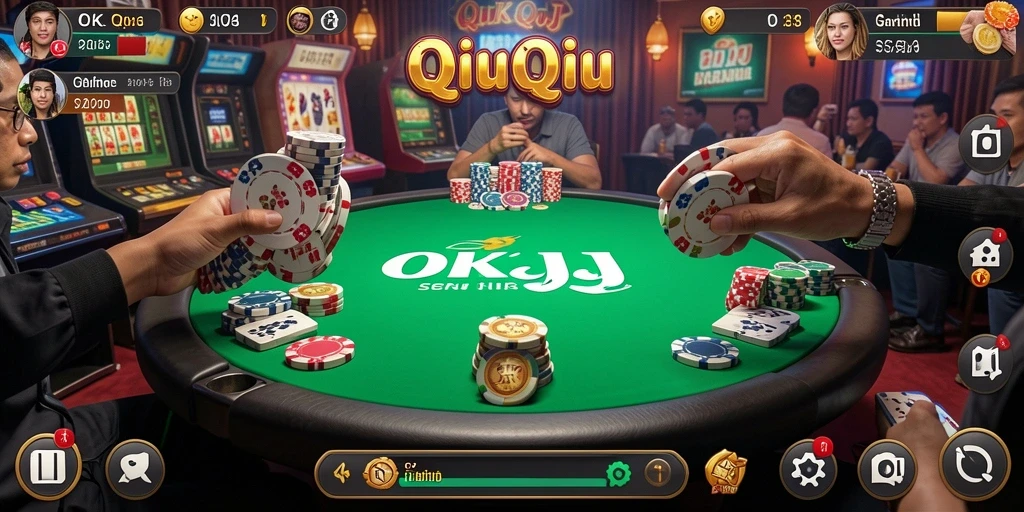 Tampilan menarik dari gameplay QiuQiu di OKJK.