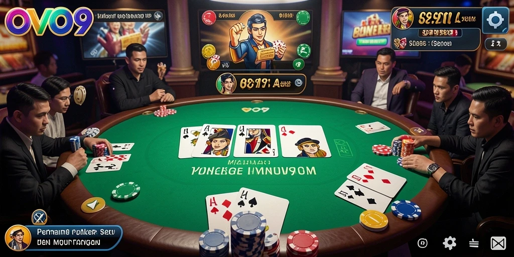 Tangkapan layar OVO99 menampilkan permainan Poker yang mendebarkan dan antarmuka modern.