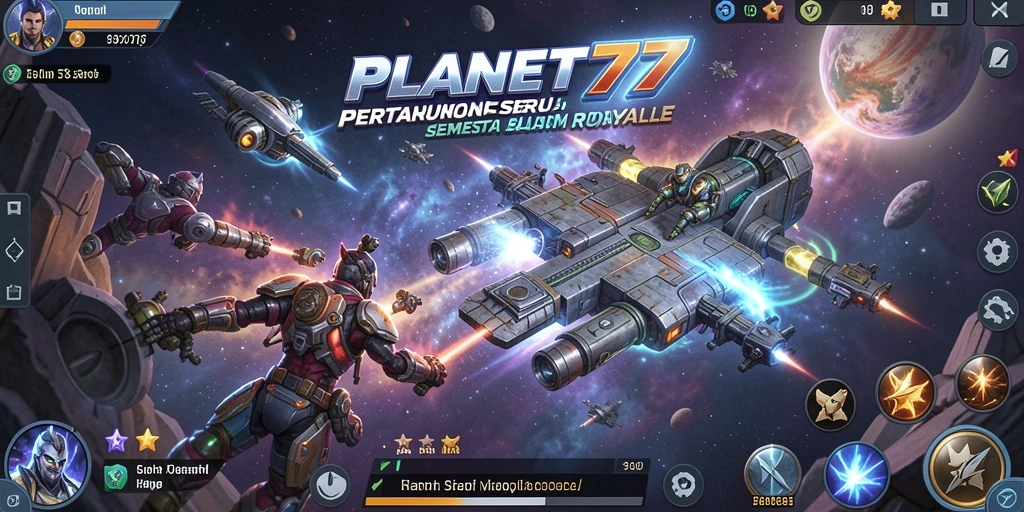 Tangkapan layar menunjukkan aksi mendebarkan di <strong>PLANET77</strong>, siap untuk bertempur di pertempuran Battle Royale.