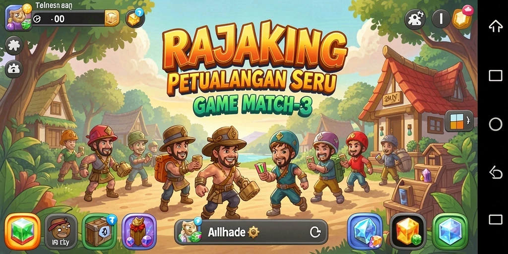 Screenshot dari gameplay seru RAJAKING dalam level Match-3.