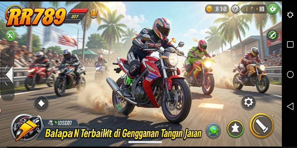 Screenshot menampilkan aksi balapan mendebarkan di RR789.