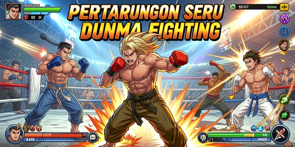 Gameplay menegangkan dengan pertarungan karakter yang bervariasi.